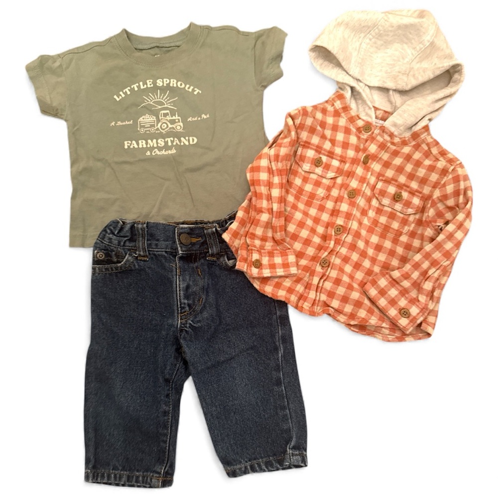 Fall Baby Boy Bundle 6-9M | Carter’s “Little Sprouts” Tee + Children’s Place 🍂